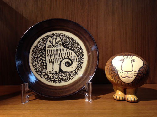 Lisa Larson益子の皿(5.5寸)／ライオンと鳥 | モアニのモノと暮らし