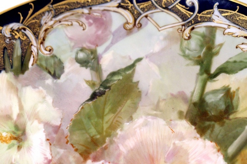 KPM 飾り皿「酔芙蓉の花」