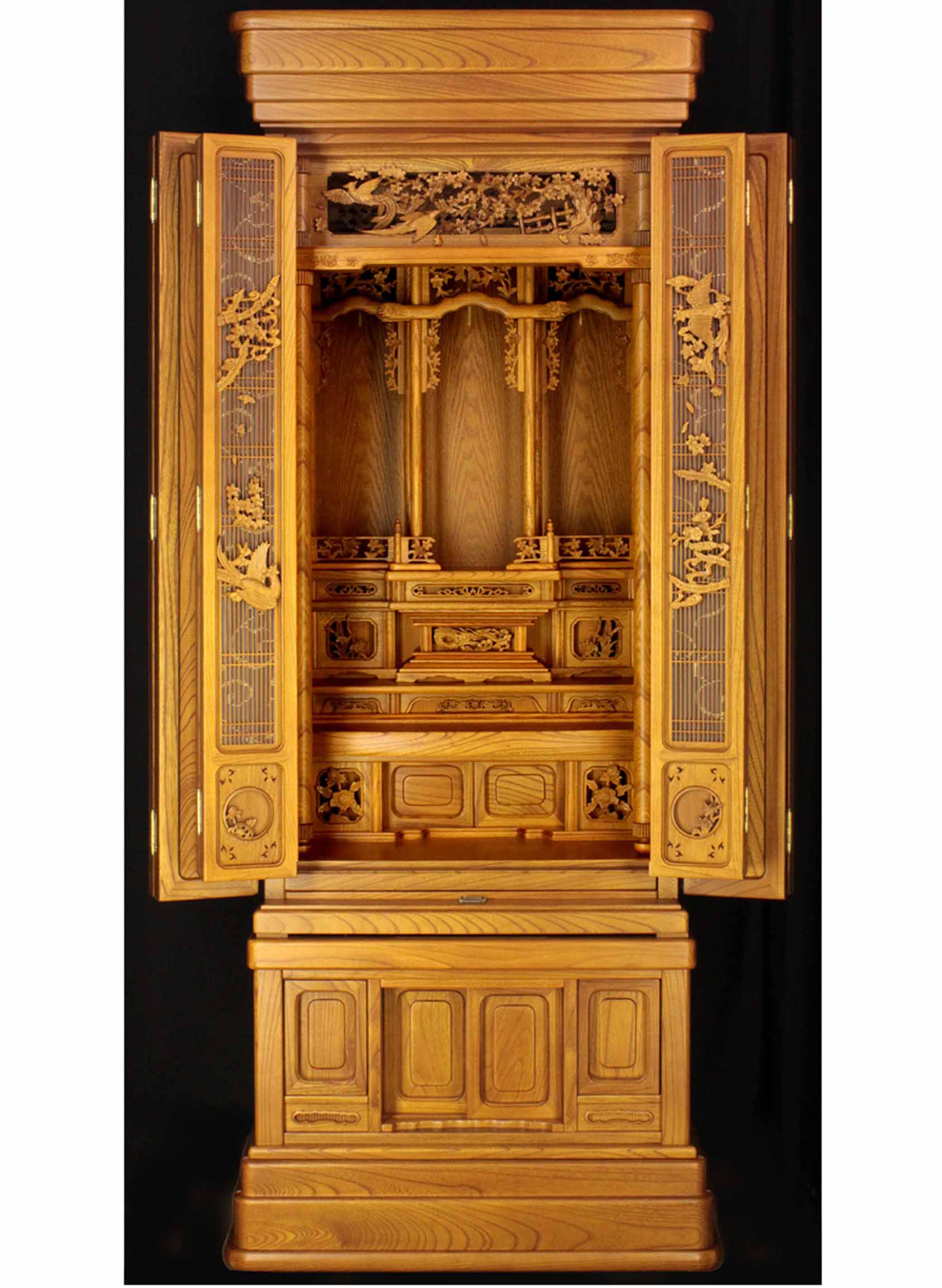 唐木  台 花台: 紫檀 隆造作 二重 幕彫り 1.6尺 大阪唐木指物 no.8834 / 唐木