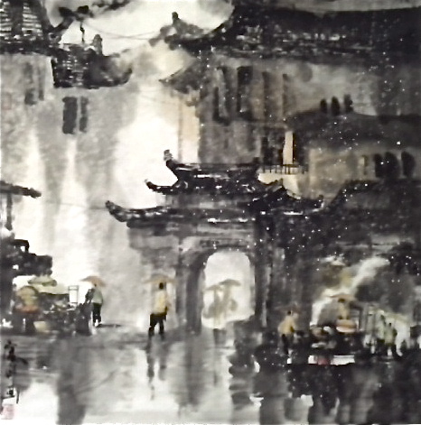 墨彩画 中国古民家を描く | 嵐酔水墨画書道教室 東京・渋谷表参道