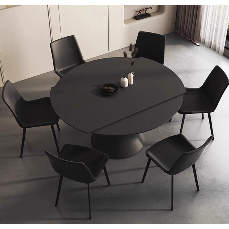 回転式伸長タイプ・セラミック・シンプル・ダイニングテーブル・4人