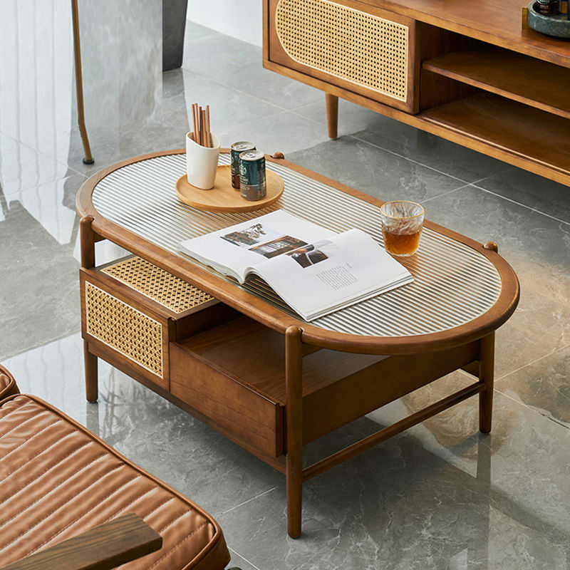 ローテーブル ガラス テーブル 木製 センターテーブル 楕円 円形 直径