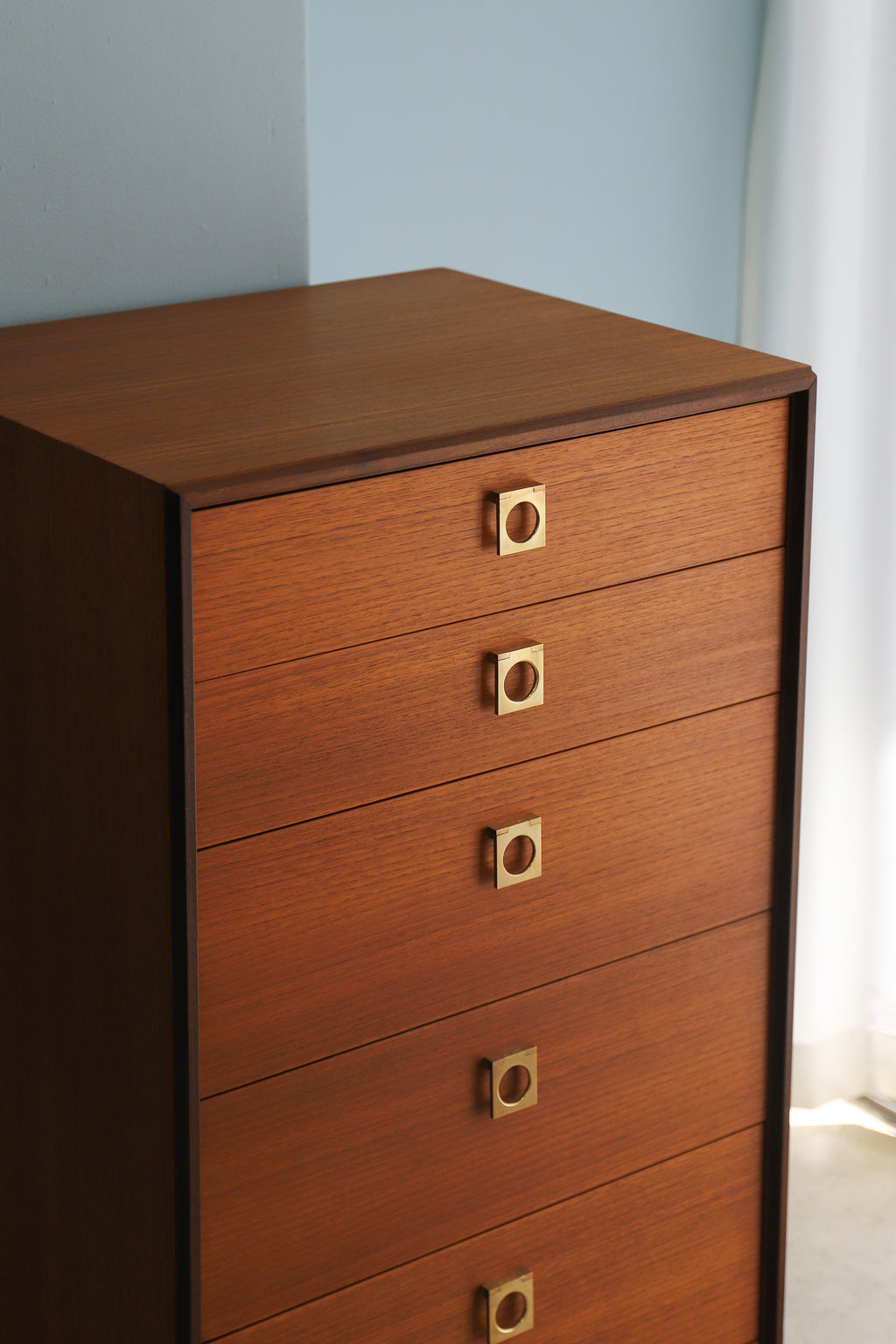 イギリスヴィンテージ ジープラン ハイチェスト 6段 チーク材/UK