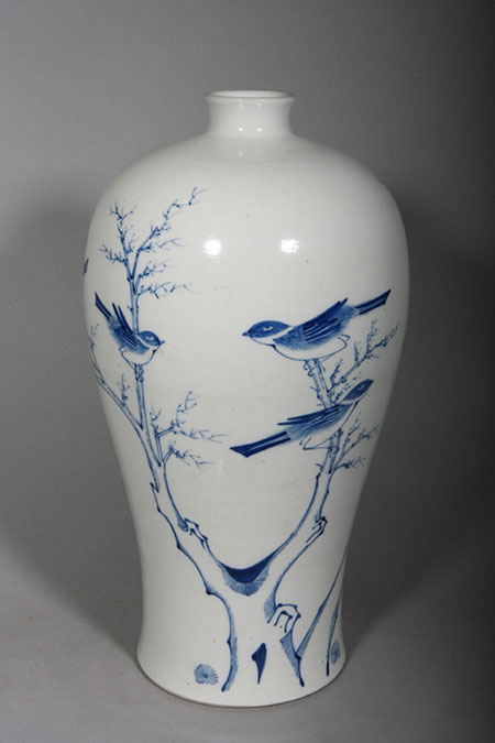 青花枯枝花鸟纹梅瓶清康熙_观复博物馆