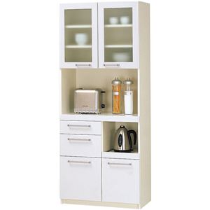 パモウナ 食器棚YC 【幅75×高さ180cm】 YC-S750R プレーンホワイト