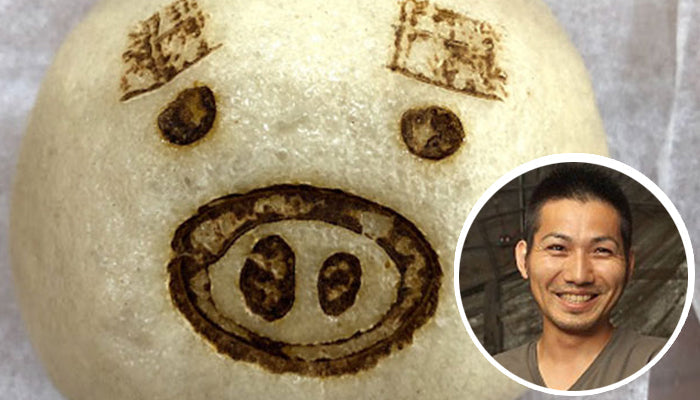 肉まんへのかわいい焼印加工。お試焼印セットでロゴを付けて見栄えが