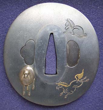 日本刀・刀装具の研究－村上如竹 「群馬の図」 鐔－