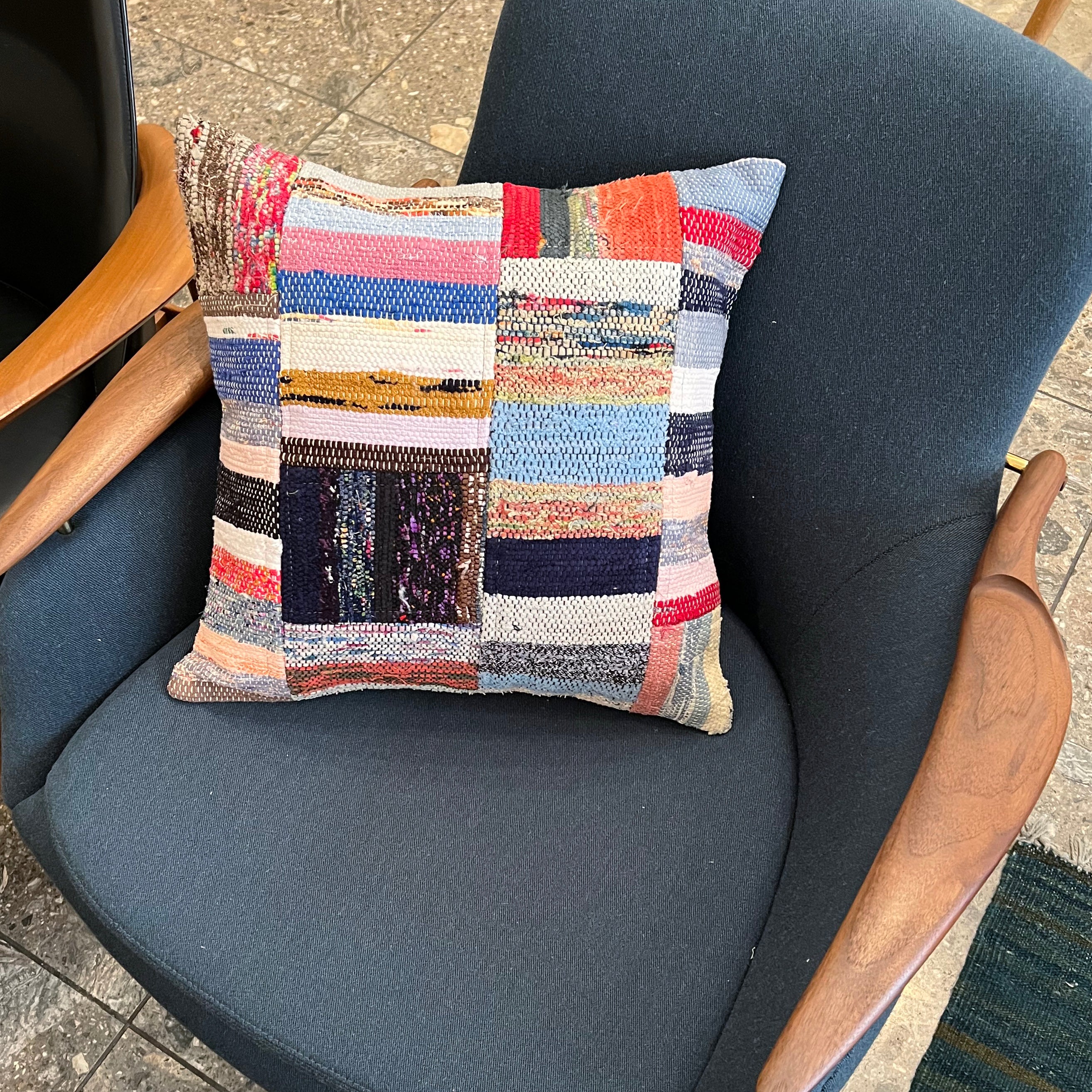 オールドキリム （裂き織り）パッチワーク キリムクッションカバー 45