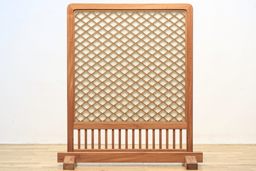 総欅!! 大枠いっぱいの菱格子と障子が魅力の大型衝立 DB9524 – 古福庵