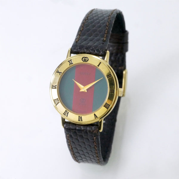 OLD Gucci ギリシャ数字 シェリー腕時計（リザード・濃茶） – Vintage