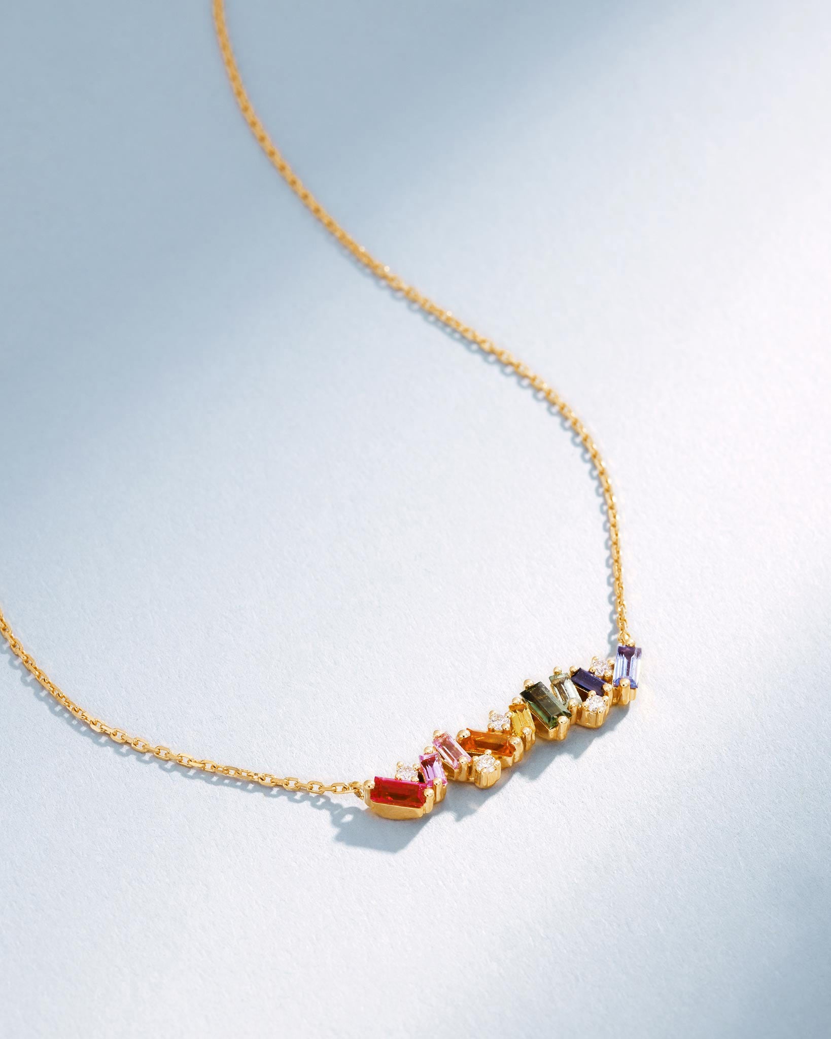 Frenzy Rainbow Sapphire Bar Pendant | Stunning Necklace | Suzanne