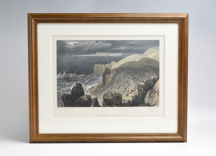 ターナー銅版画（額装）ランズエンド、コーンウォール