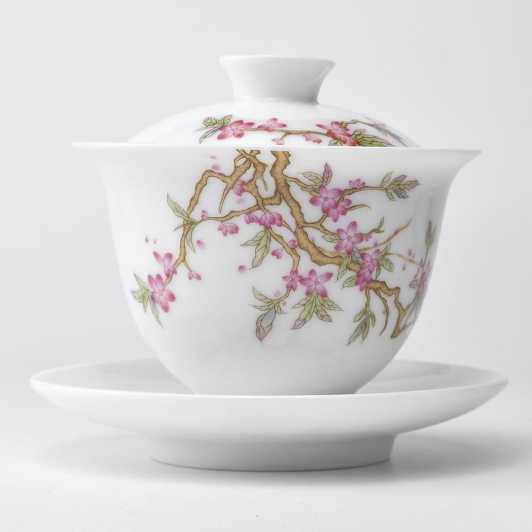 蓋碗｜貼花桃花｜中国茶器専門店の通販・天香茶行