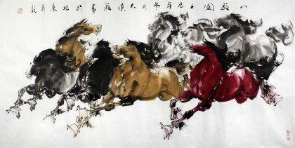 国画八骏图- 骏马图- 99字画网