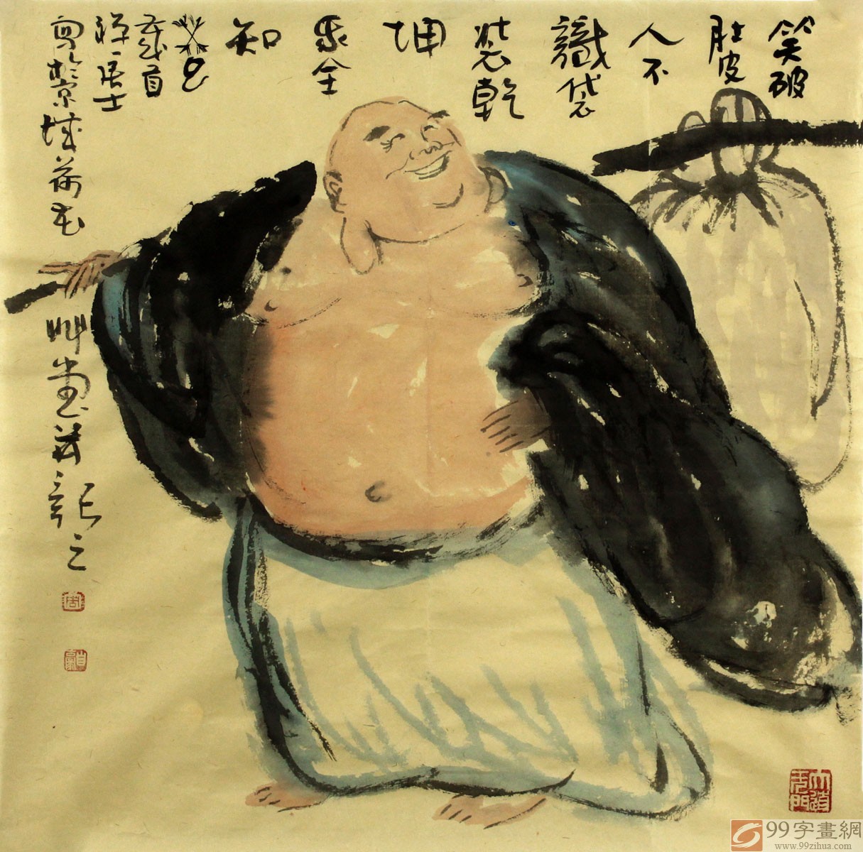 国画写意布袋和尚- 关公/寿星- 99字画网