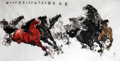 八骏图《万马奔腾》 - 骏马图- 99字画网