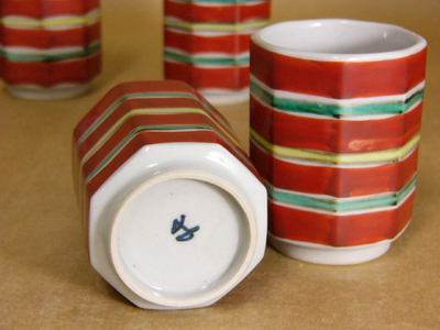 幸兵衛窯 湯呑 5客 色絵八角 【器道楽】