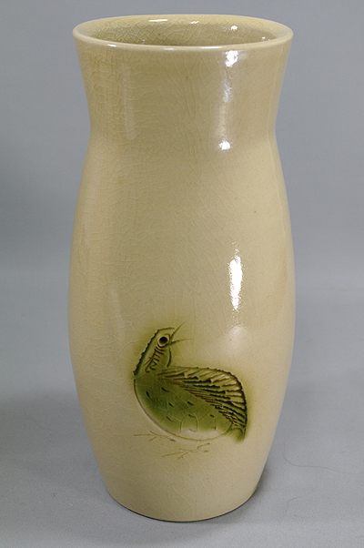 大江幸彦作 釉彩鶉文花瓶 【器道楽】
