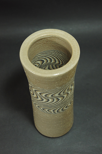 水野双鶴作 練込 花瓶 【器道楽】