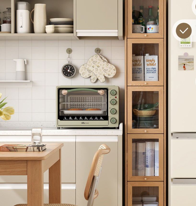 収納棚 隙間収納家具 ガラス扉付き 超薄型収納 キッチンキャビネット