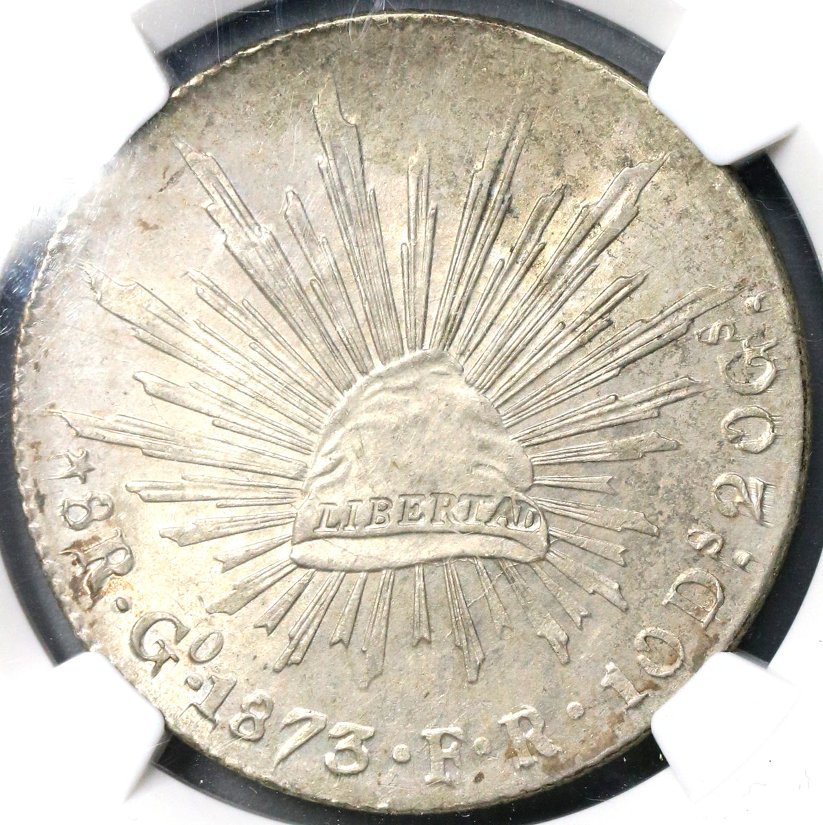 1873-Go NGC MS 61 Mexico 8 Reales Mint State Guanajuato Silver