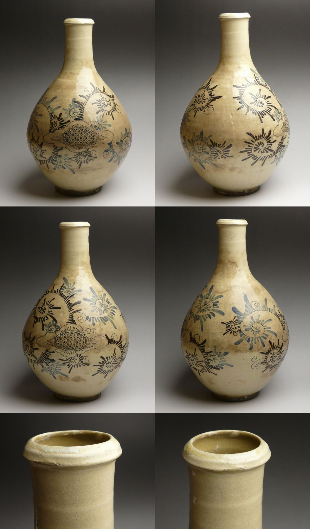 古美術 猫 - 相馬焼鉄絵染付花唐草文大徳利 | 古美術品専門サイト