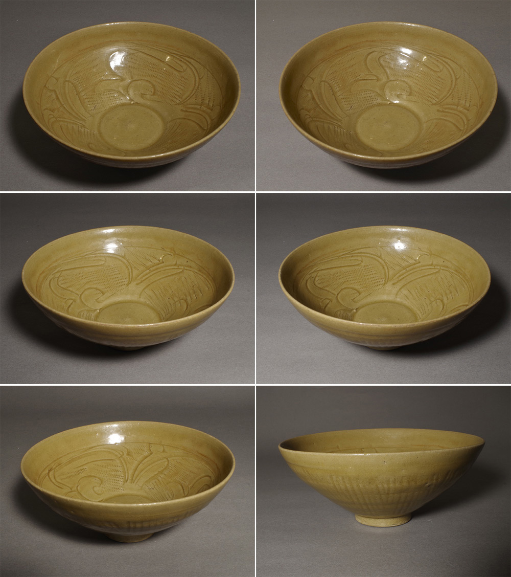 中国古美術品　宋時代　青磁刻花 中皿　22cm 龍泉窯　合箱あり 風招 - 龍泉窯青磁<br>刻花茶碗 | 古美術品専門サイト fufufufu.com