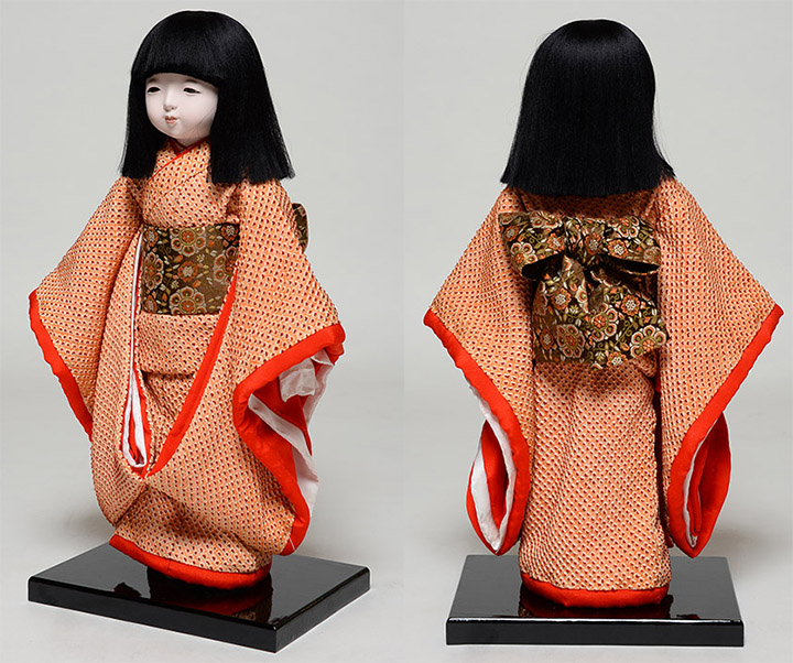 13号市松人形：正絹古布京刺繍本仕立仕様：伊藤草園作｜人形の伏見屋