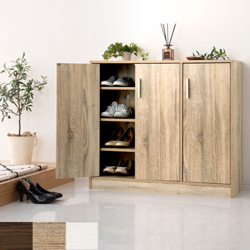 シューズボックス 3扉 薄型タイプ 幅90×奥行30cm 玄関収納 シューズ