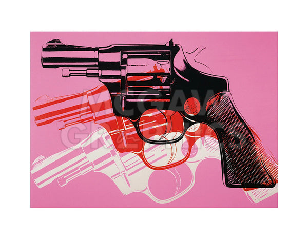 Gun, c. 1981-82 (black, white, red on pink) | McGaw Graphics