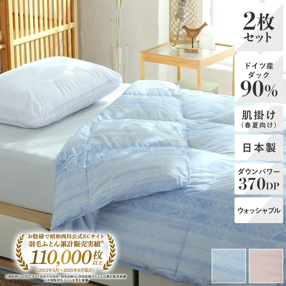 2枚セット特価】羽毛肌掛けふとん・ダウンケット 日本製ドイツダック