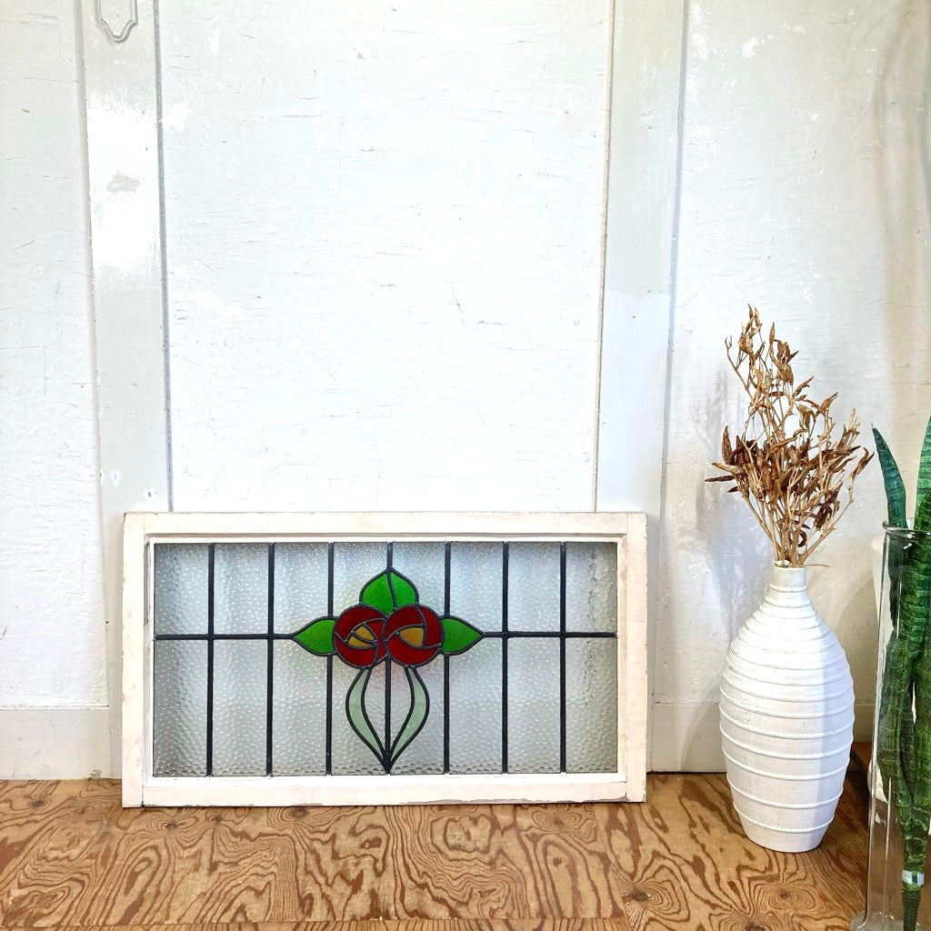 ステンドグラス 木枠 ホワイトフレーム ディスプレイ 壁掛け