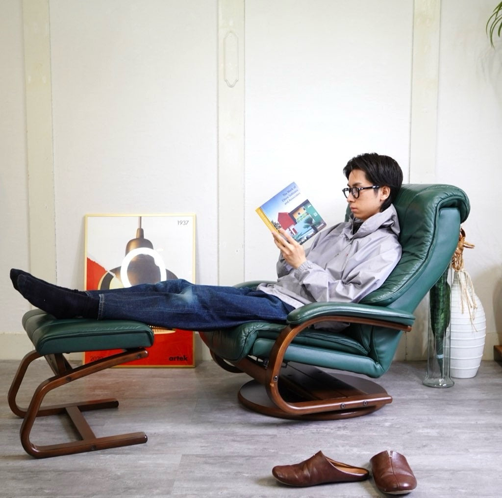 冨士ファニチア / FUJI FANITURE 本革 リクライニングソファ