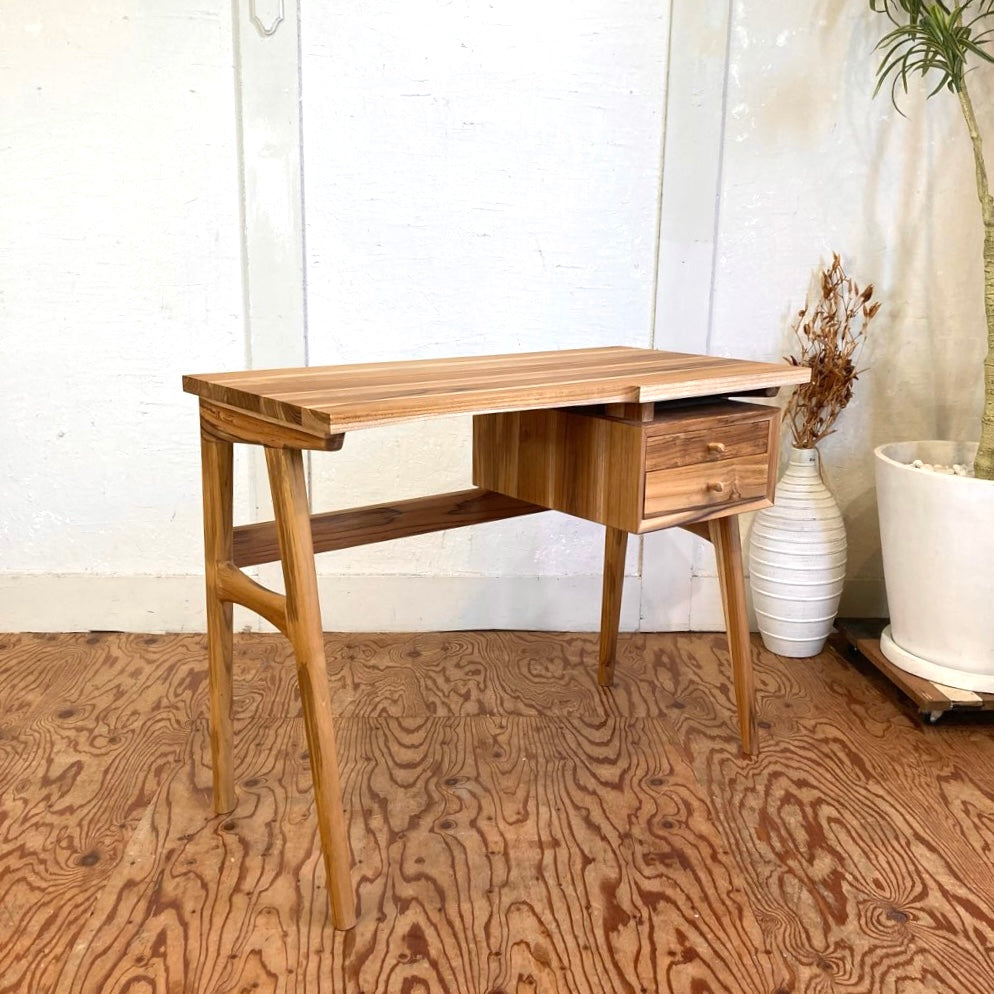 チーク無垢材 片袖デスク 未使用 新品 机 木 小さい 大人 リモート
