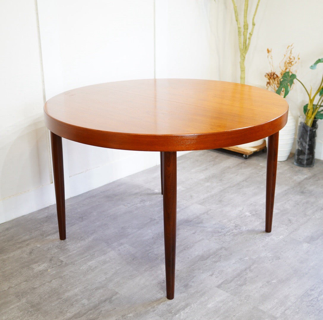 北欧ヴィンテージ エクステンションラウンドテーブル チーク材