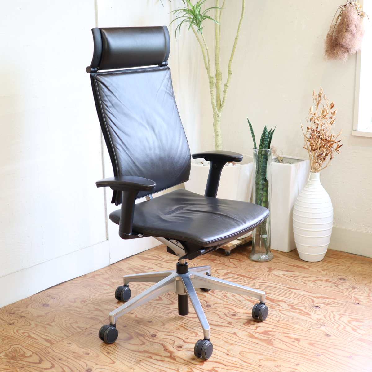 SEDUS OPEN UP ハイバックチェア 黒革 ワークチェア 中古 オフィス