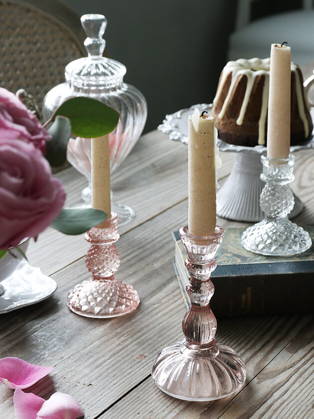 GOODWILLガラスキャンドルホルダーELEGANTピンク14cm ～ サラグレース