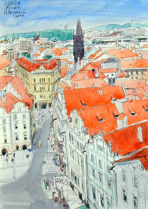 ヨーロッパの街並みスケッチ－プラハからブタペストの街並み（2）