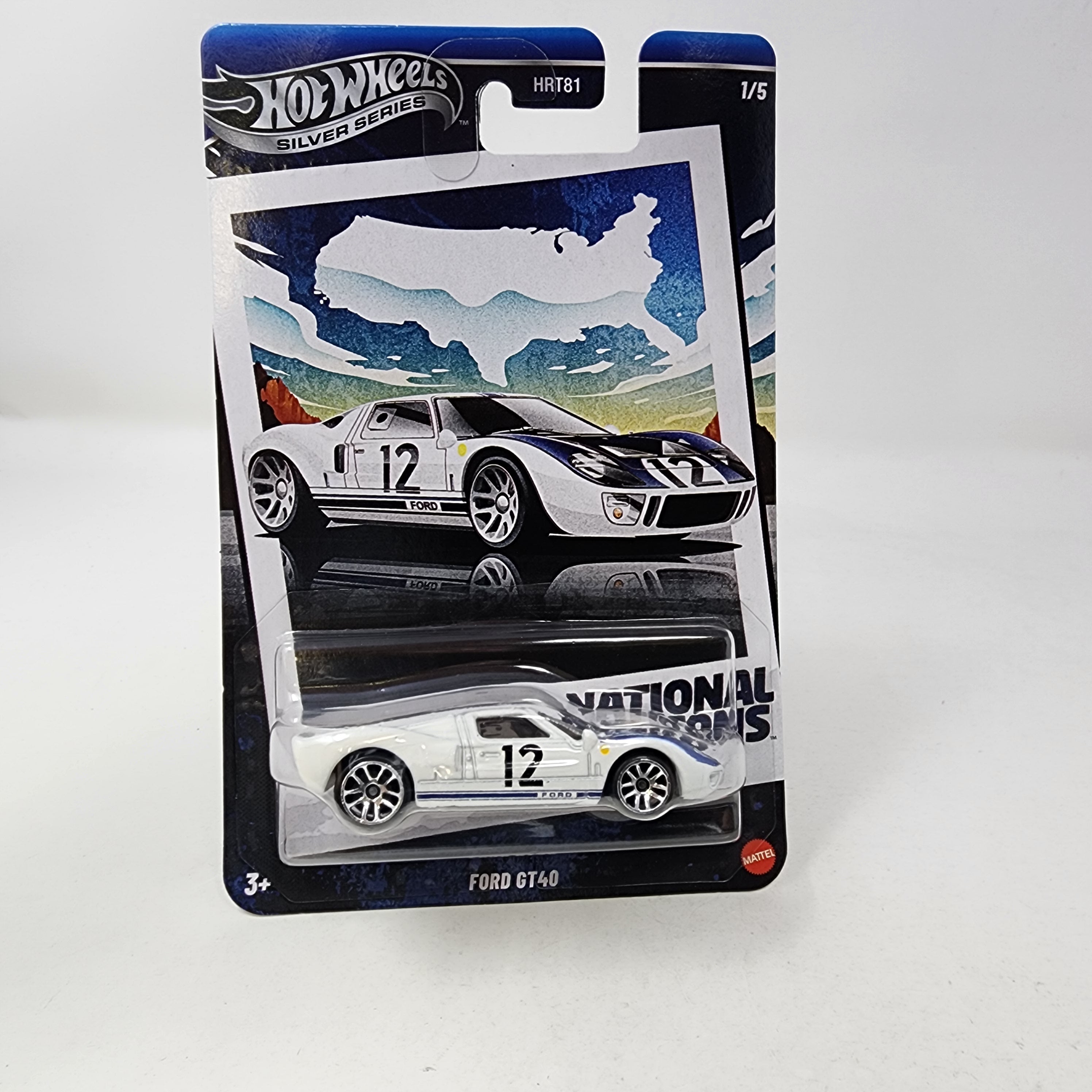 Ford GT40 1/5 * White * 2025 Hot Wheels National Icons Silver