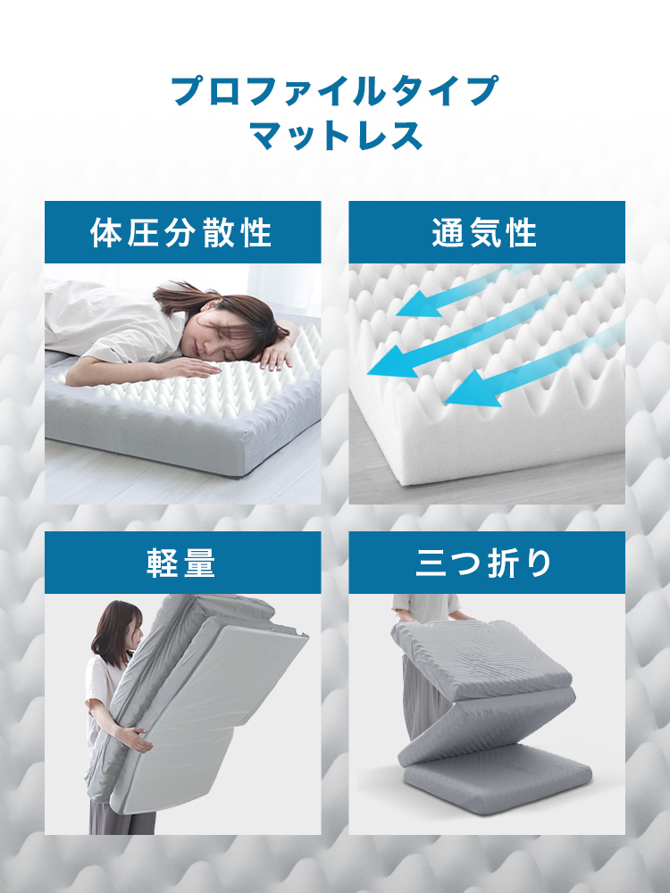 三つ折り】高反発マットレス (プロファイル) (ダブル) (厚さ10cm