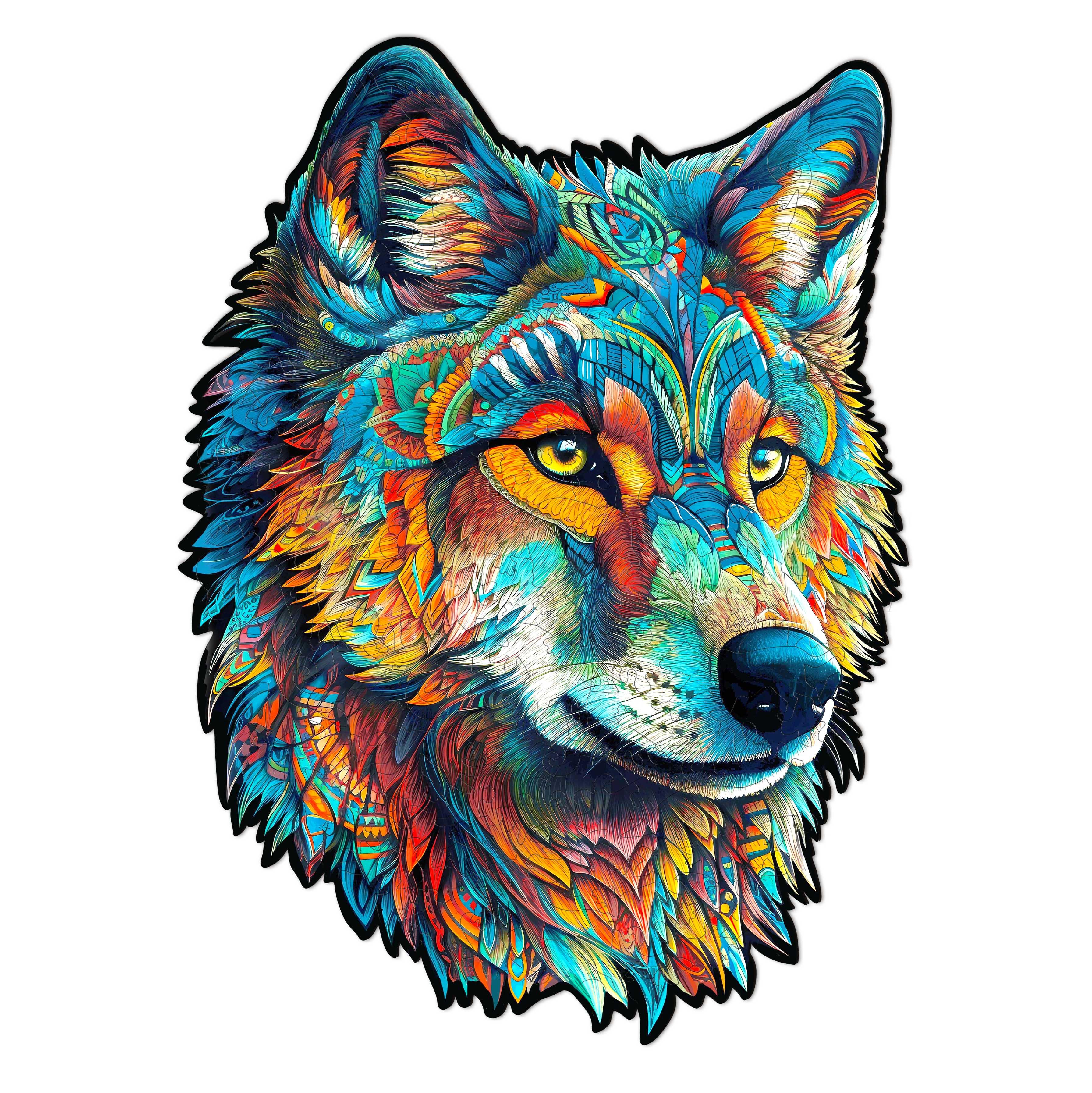 Fearless Wolf Animal Shaped Wooden Jigsaw Puzzle For Adults And