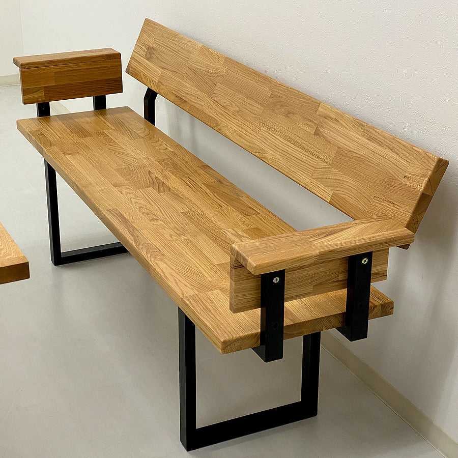IKシリーズ ダイニングベンチ オーク【肘置き・背もたれ付】 – Wooden