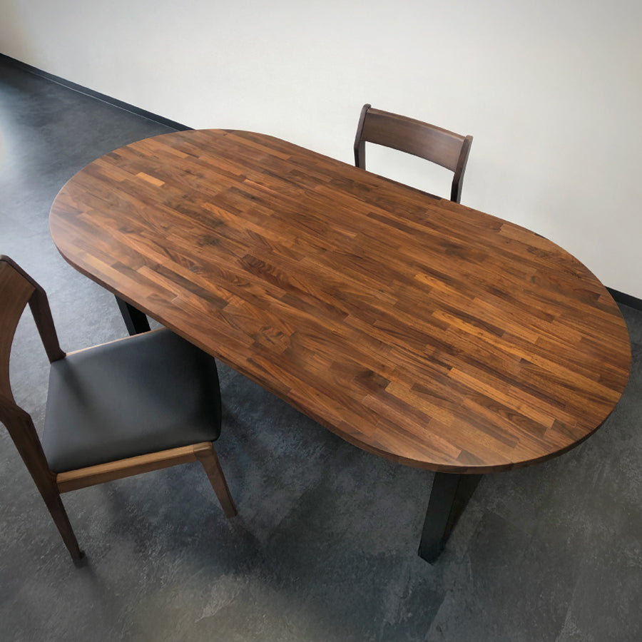 選べる12サイズ】ウォールナット 無垢材 オーバルダイニングテーブル