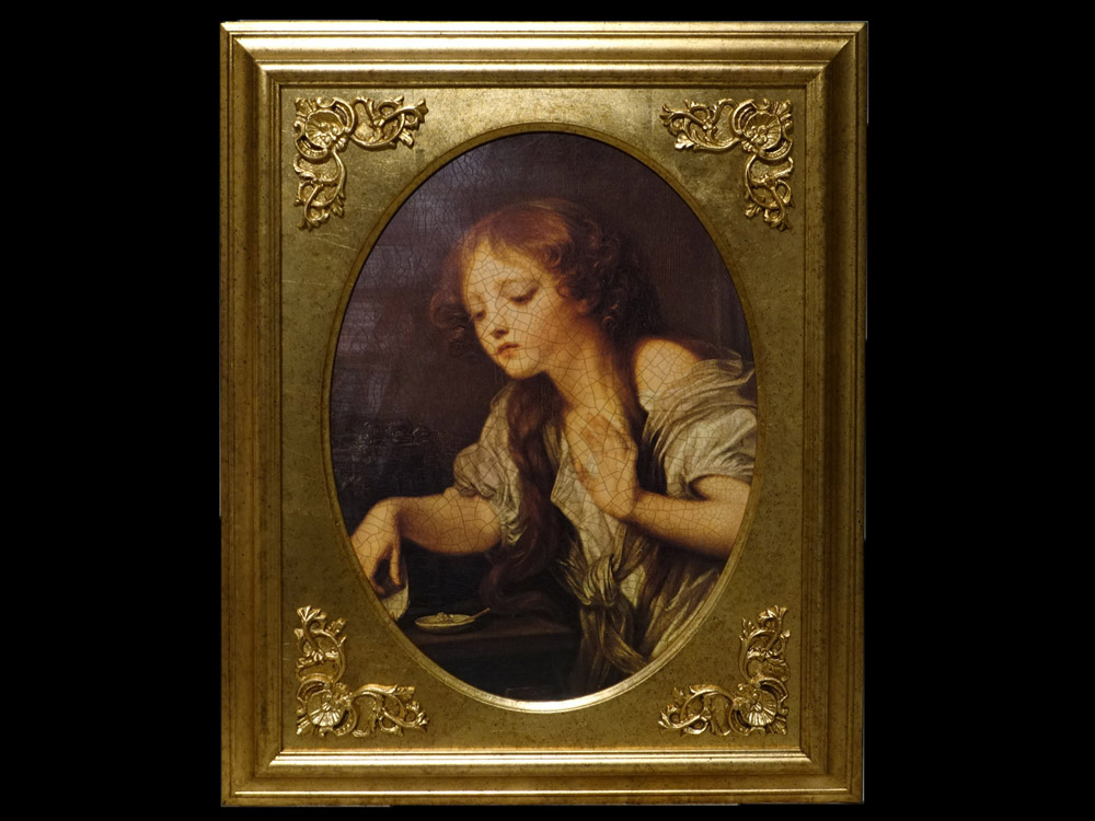 世界の名画 複製画 ジャン＝バティスト・グルーズ 『少女と小鳥』 [457