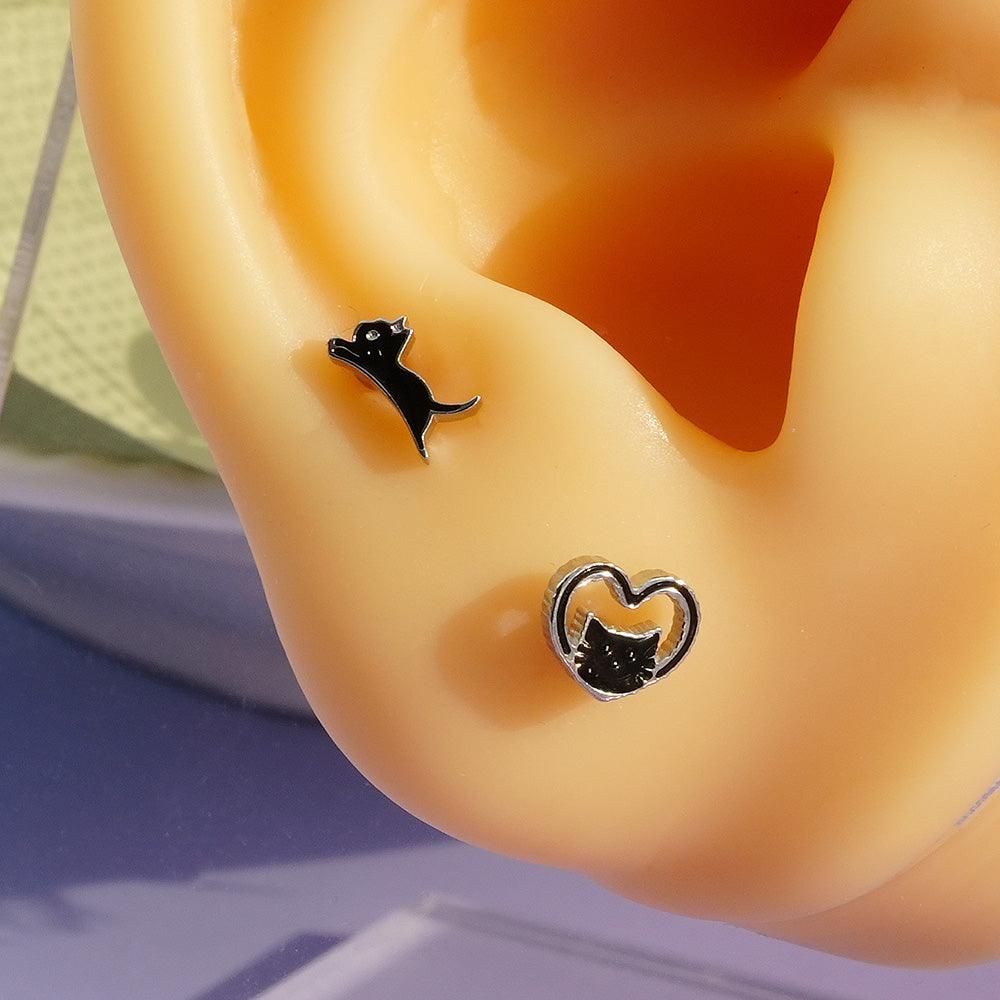サージカル]猫 ネコ にゃんこ (2Type 2Color) 16G/14G ボディピアス