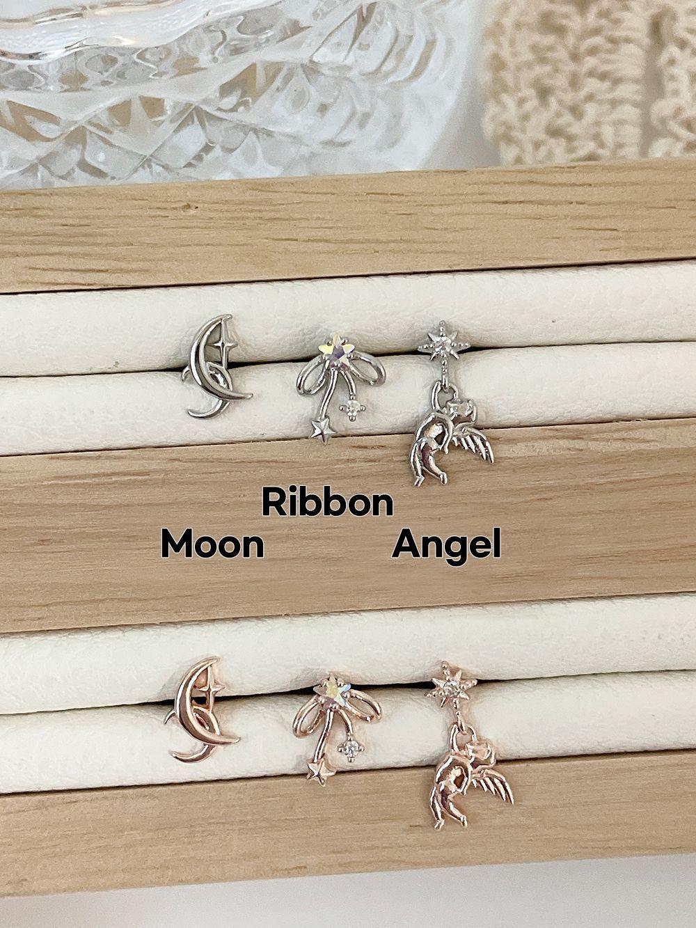 サージカル]赤ちゃん天使 月 リボン キュービック (3Type 2Color) 16G