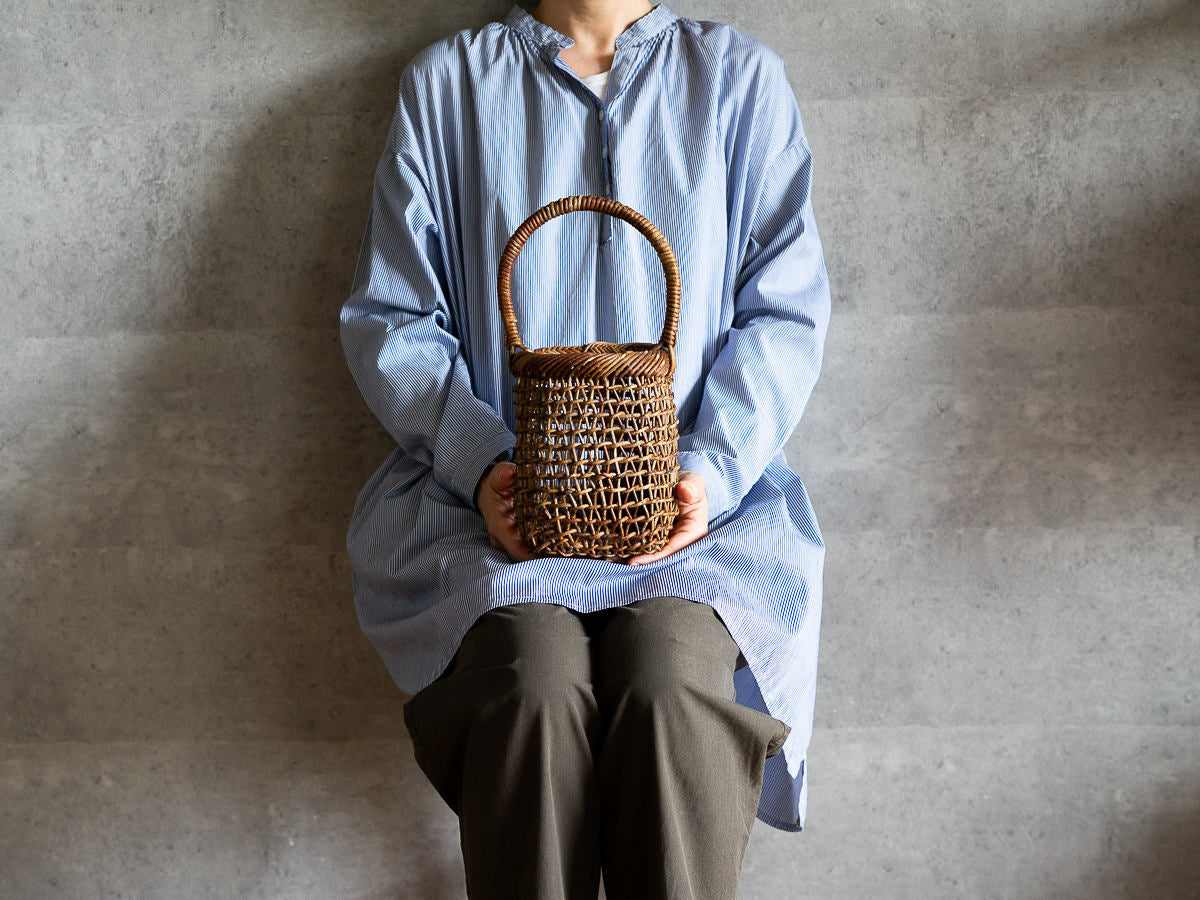長野のあけび蔓で編む すかし編み手付き丸かご – 市川籠店 | 1basketry
