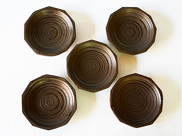 庄川挽物木地 天然木漆器 ハツリ茶托5寸（栗） 5枚セット