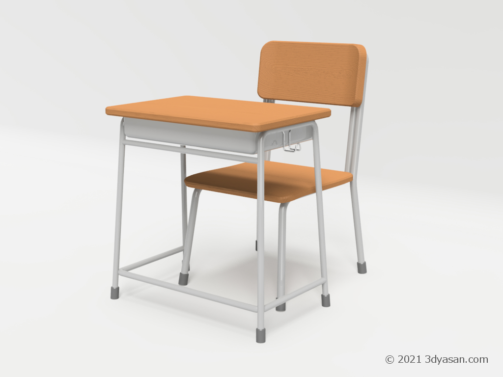 学校机・椅子セット(中)【3Dモデル】 | 3D屋さん