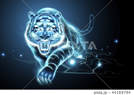 Vicious tiger with lightning effectのイラスト素材 [44169794] - PIXTA